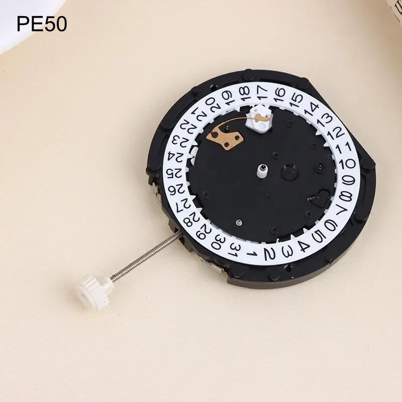 PE50 Quartz Watch Movement - Six-Pin Single Calendar & Small Seconds (2/6/10), Multi-Function Replacement Watch Parts Accessorie