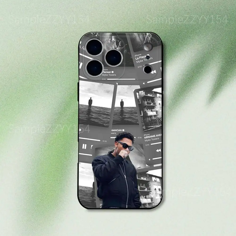 Myke Towers LA PANTERA NEGRA Funda de teléfono para iPhone 17,16,15,14,13,12,Pro,Max,Plus,E,SE4,Air,Mini Funda suave negra