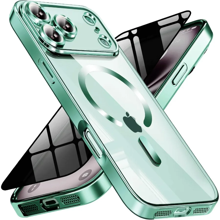 

Магнитный защитный чехол для iPhone 17 Pro Max с экраном конфиденциальности и полной крышкой для камеры, противоударный, прозрачный Desi