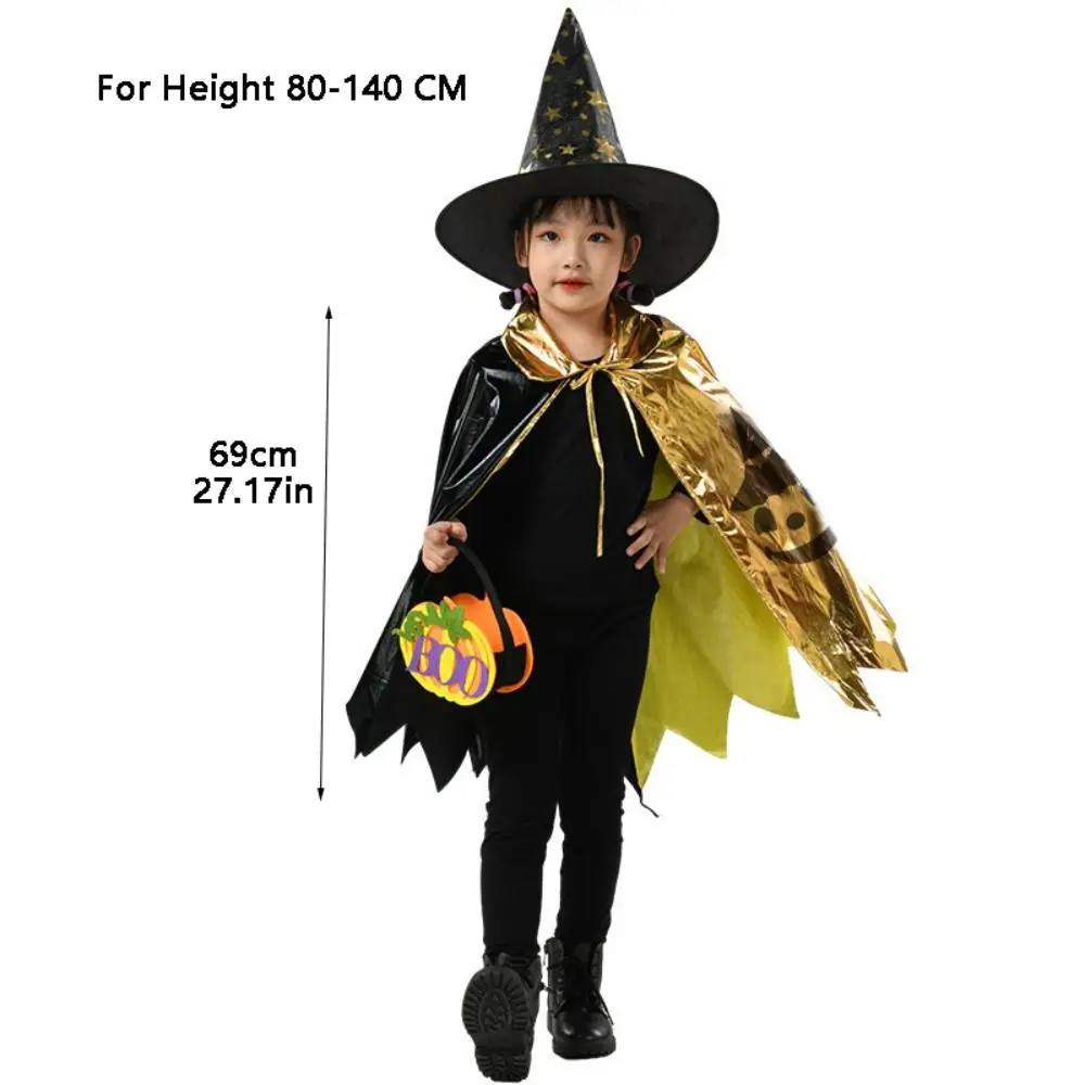 Tovenaarshoed Kinderen Halloween Mantel Hoed Set Punthoed Vijfsterren Heksenhoeden Cape Set Verkleden Feestgewaad