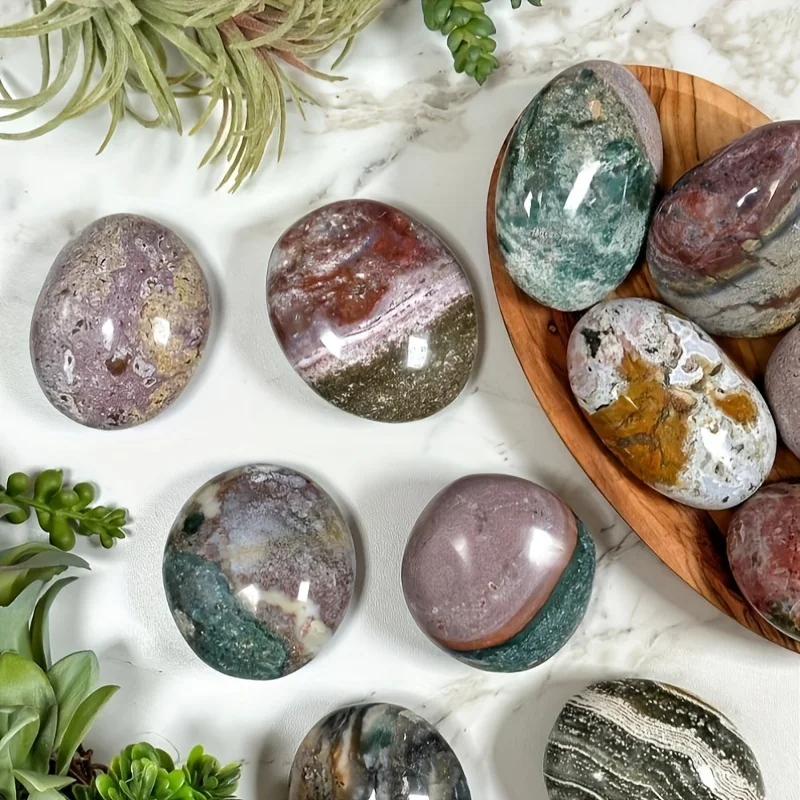 

Nature Ocean Jasper Palm Stone Polished Pocket Stone For Home Garden Office Yoga Meditatin Decoration