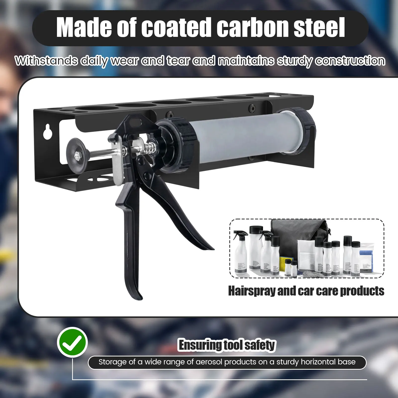 Caulk Tube Holder Wall Mounted Hand Caulking Tool Organizer Rack  Metal Grease Tube Rack With 6 slots  Sealant Organizer