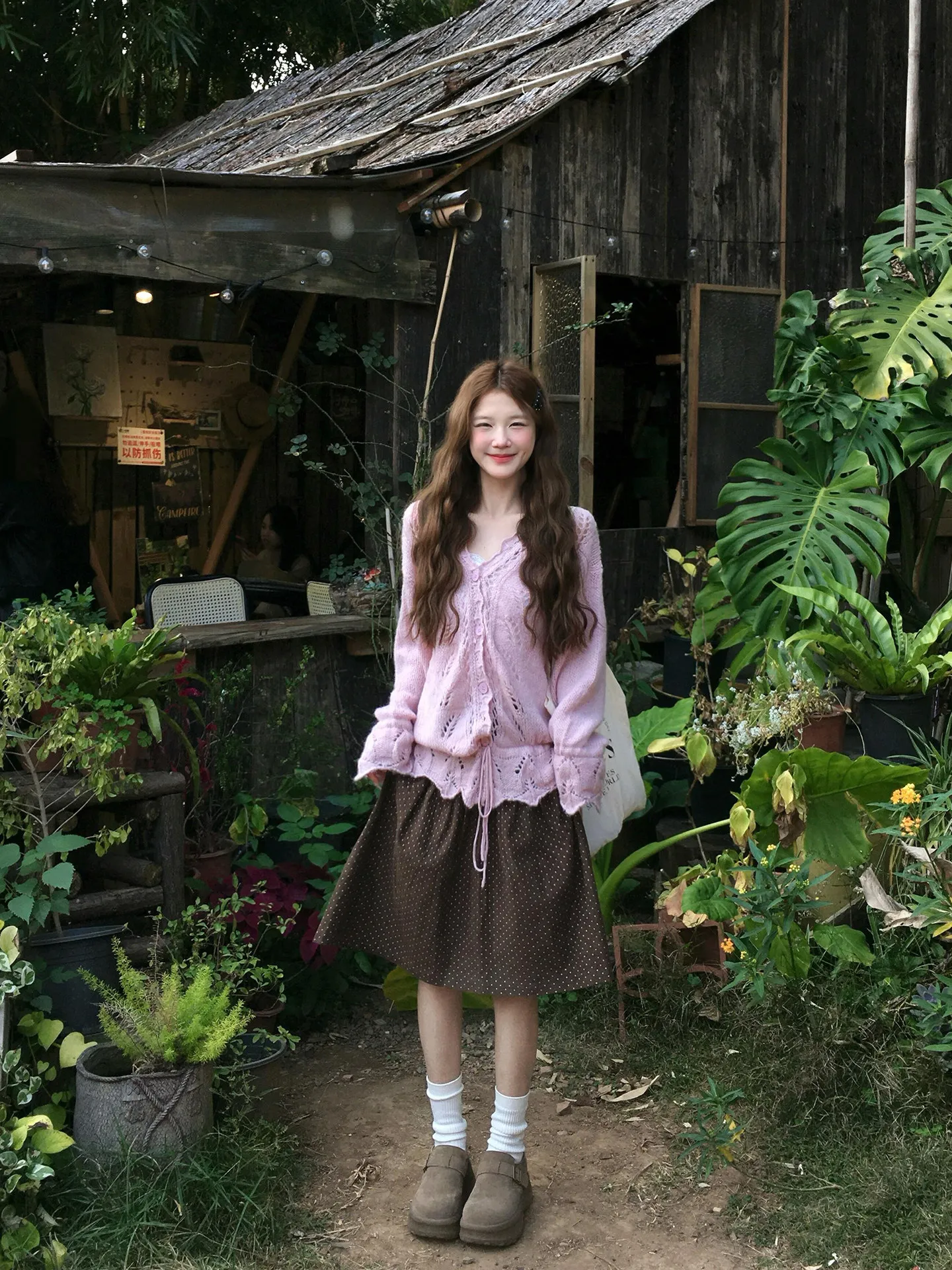

Sweet Cute Soft Pink Knitted Open Cardigan Women's Spring 2026 New Sle Belted Sweater Jaet Loose Fit Hollow out Long Sve