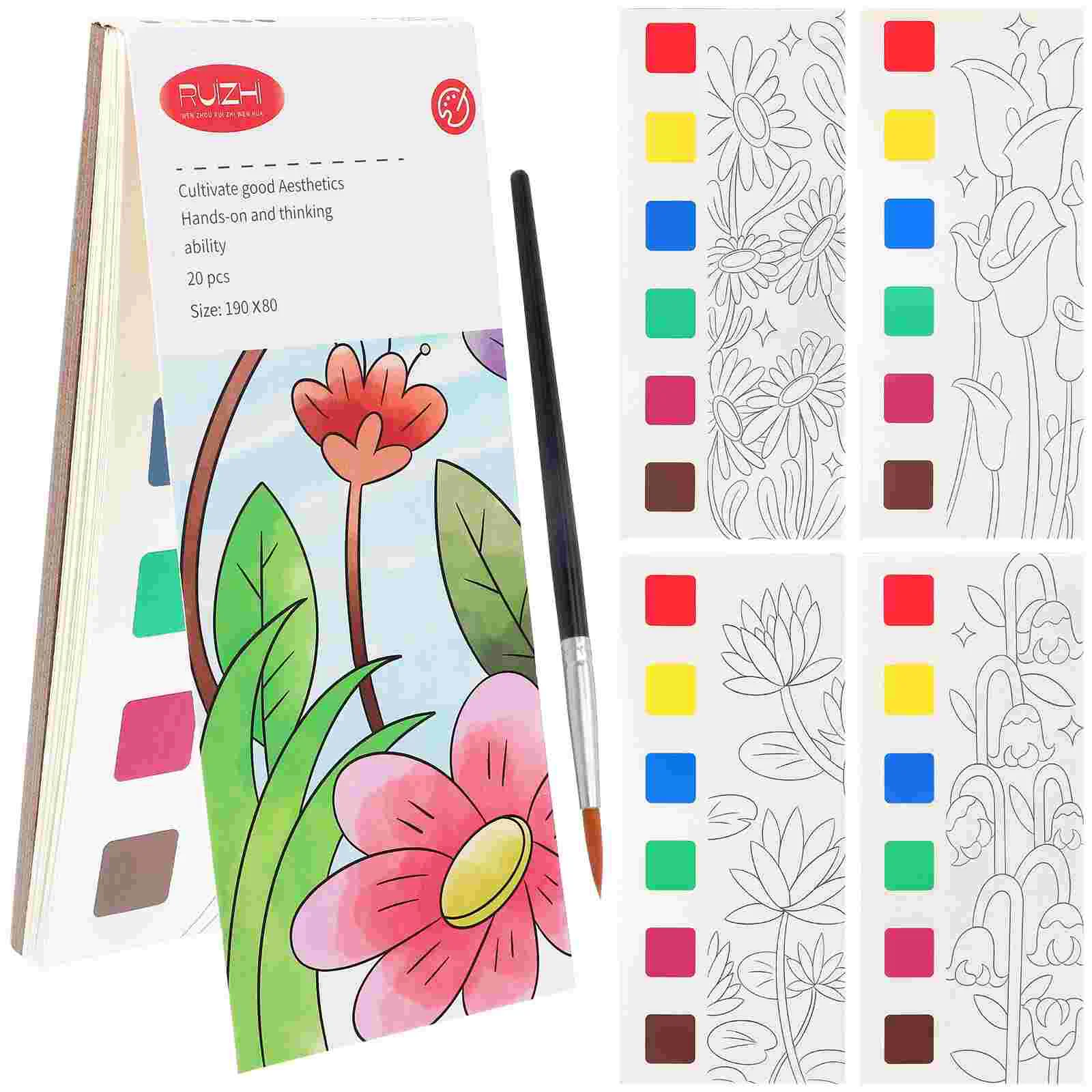 

Watercolor Note Pad Coloring Books for Kids Spiral Bound Painting Paper Number Graffiti Watercolors Pigment Pocket Child Mini