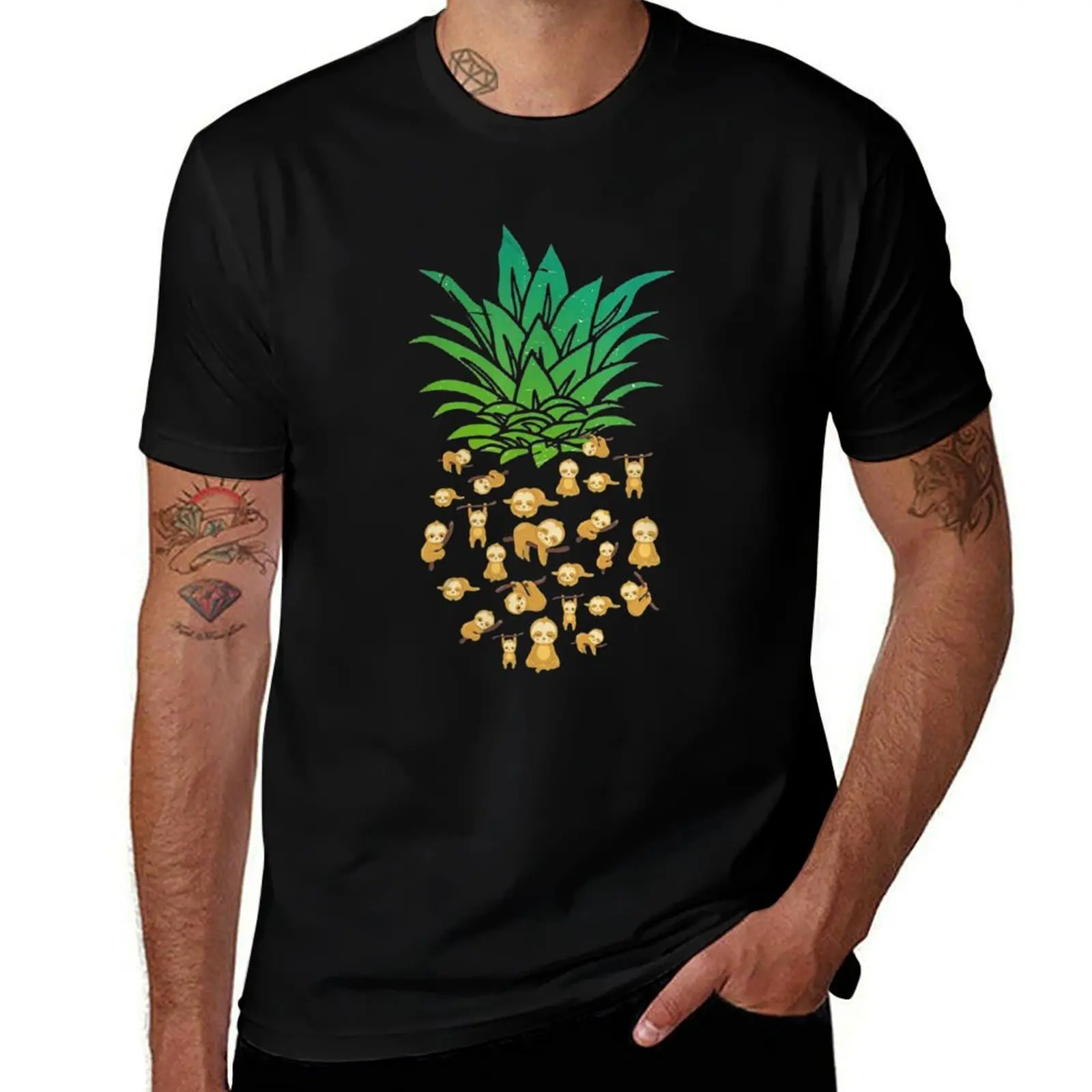 sloth pineapple T-Shirt cute tops Funny t-shirt designer shirts oversized t shirt men