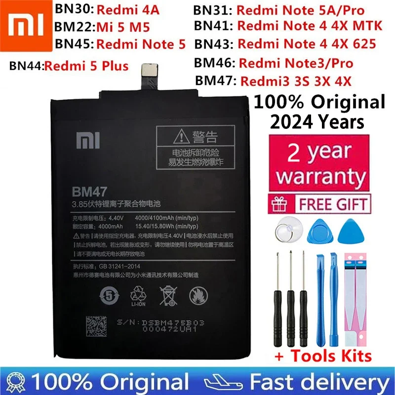 

100% оригинальный аккумулятор для Xiaomi Redmi Note Mix Mi 2 2S 3 3S 3X 4 4X 4C 4A 5 5X 5S 5A 6 Mi6 6A 7 9 MI9 M9 SE Pro Plus Батареи