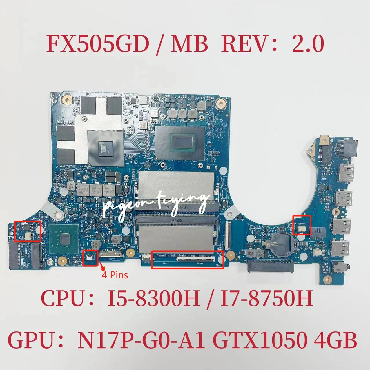 FX505GD Laptop Motherboard For ASUS FX505 FX505G FX505GE Notebook Mainboard With I5-8300H I7-8750H GPU:N17P-G0-A1GTX1050 4G DDR4