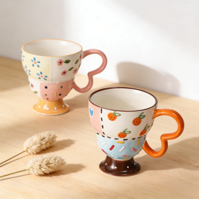 

Керамическая кружка ручной росписи с тиснением, дизайнерская, для кофе и молока, для дома и кухни, на каждый день