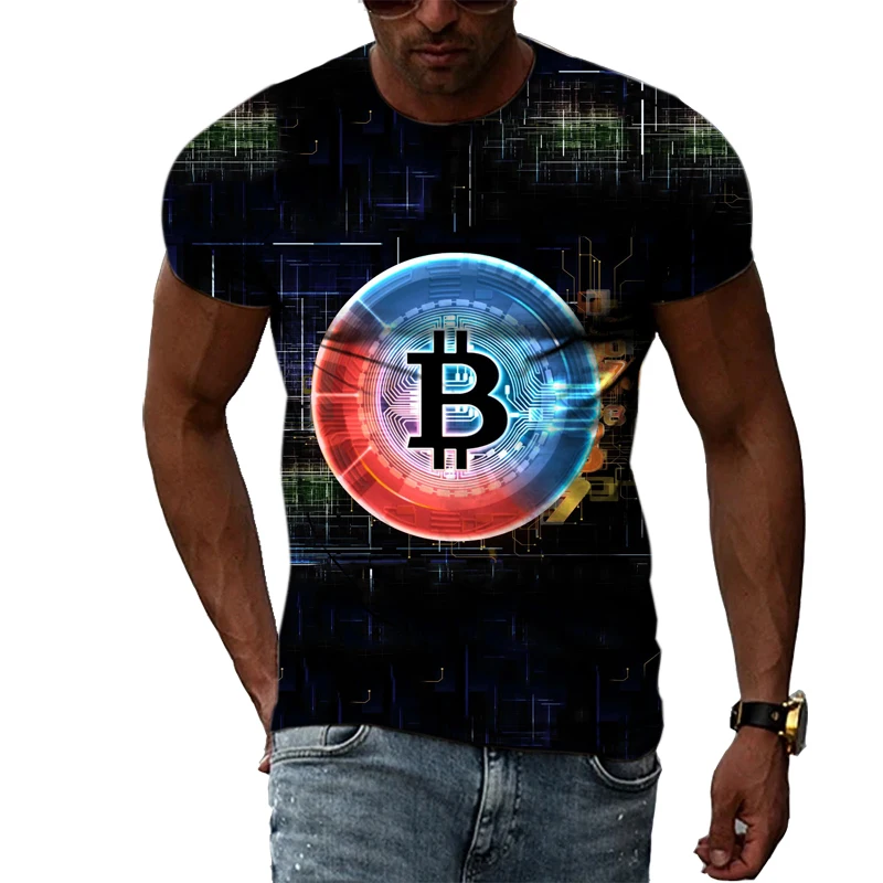 Summer Fashion Hot Sell Bitcoin graphic t shirts For Men Casual Personality Trendly 3D Print harajuku style short sleeve t-shirt