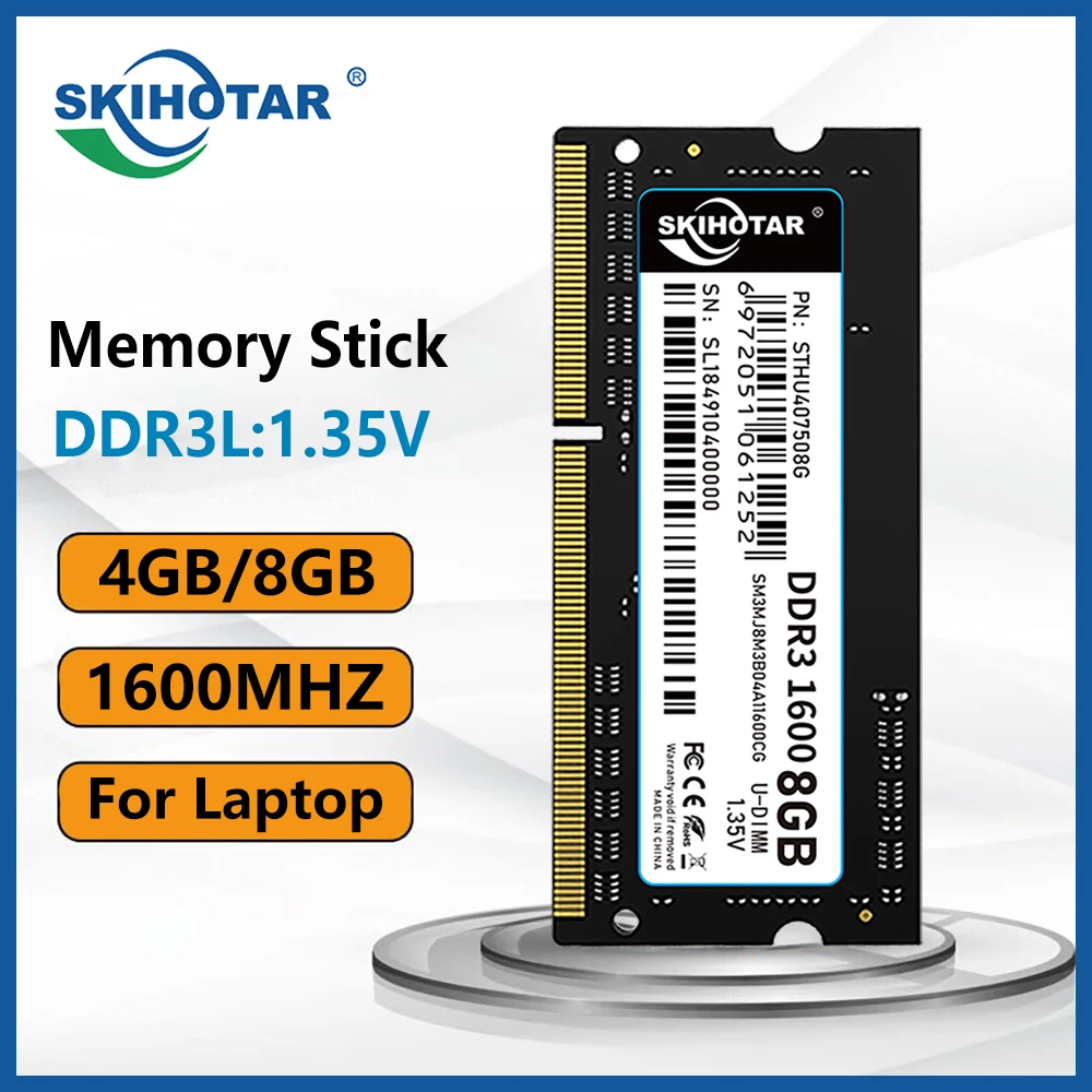 

Skihotar Memoria RAM DDR3L Notebook 8GB 4GB 1.35V 204pin 1600MHz PC3L Laptop Sodimm Memory