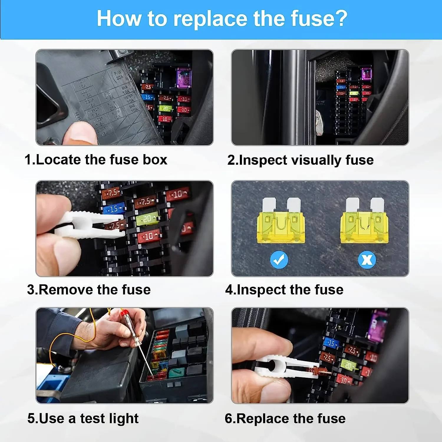 180Pcs Car Fuses Assorted Kit, 60 Mini Blade Car Fuse +60 Standard Fuse Automotive +60 Micro Fuse + Fuse Puller