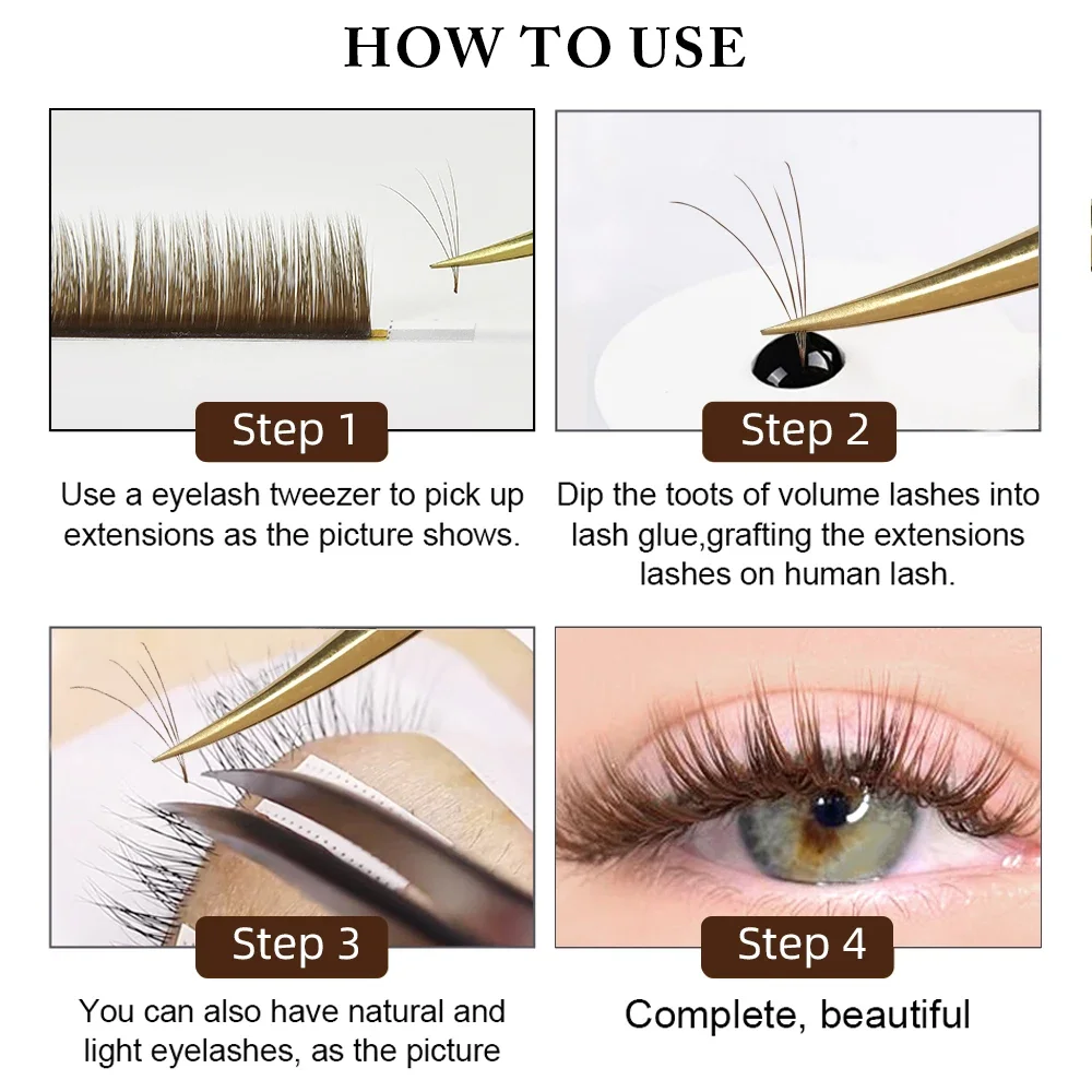 Yelix Camellia Eyelashes Brown Lash Extensions Classic Volume Lashes Multi-length Eyelash Extensions Accessories Professional