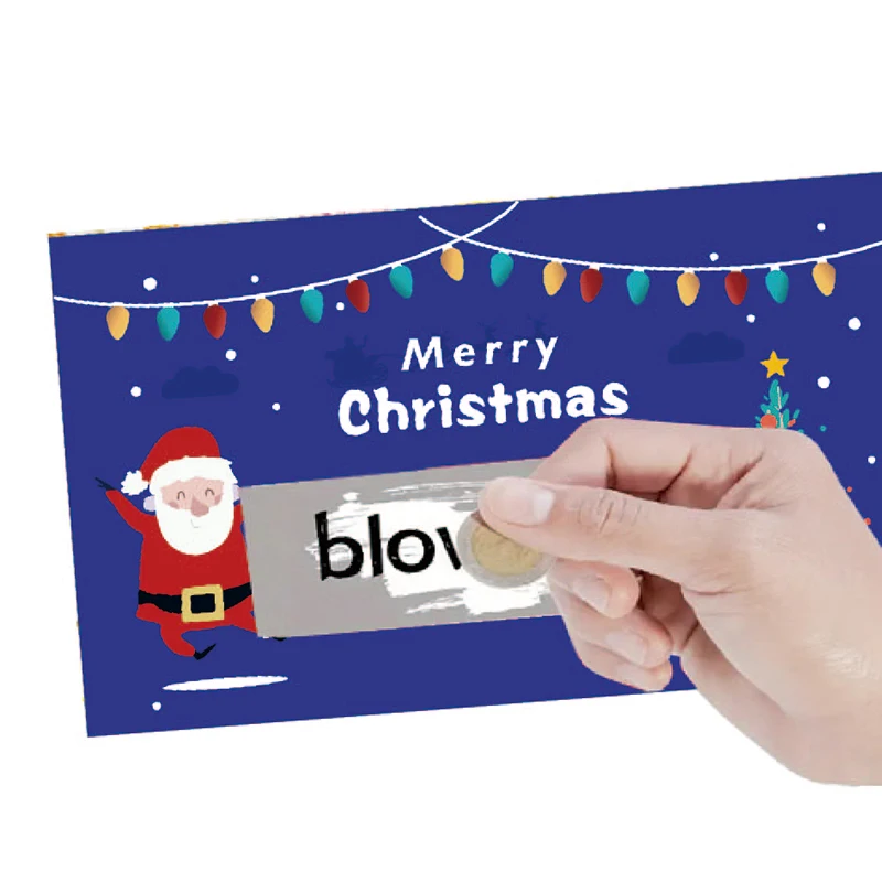 50 Pcs Christmas Scratch Off Cards Xmas Holiday Scratch Cards for Small Business Restaurant Teacher Festive Raffle Ticket Suppli