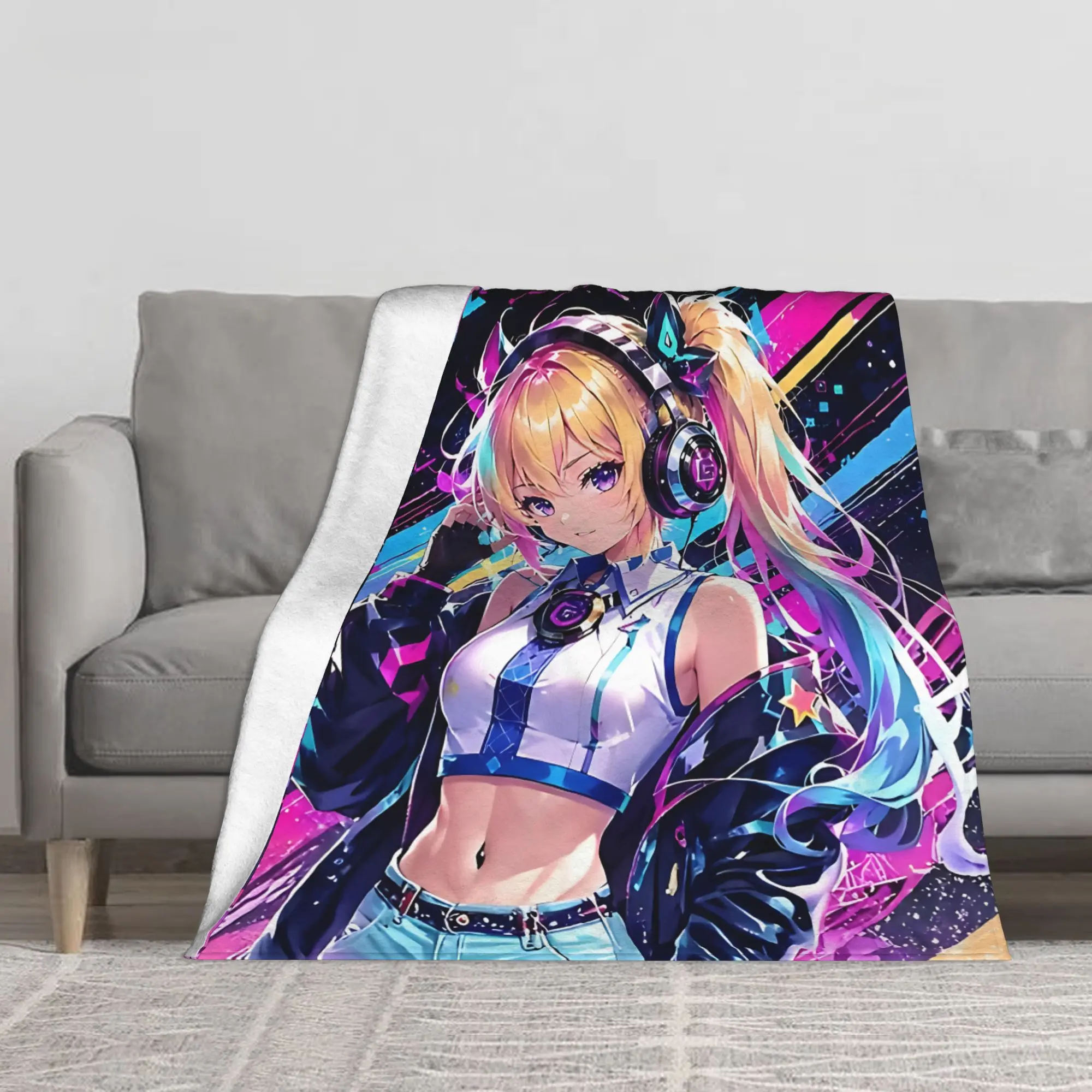1PC Blonde Girl Idol Anime Blanket Throw Super Cosy Plush Living Room Sofa