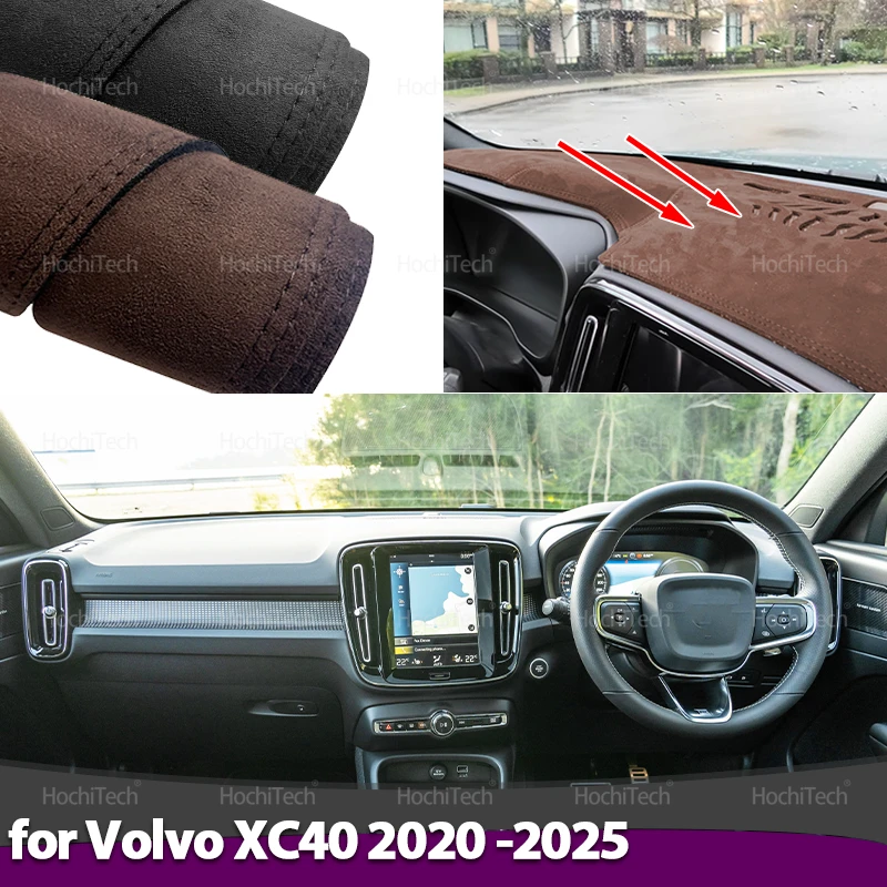 

Carpet Cape Cushion DashMat Pad for Volvo XC40 2020 -2025 Dash Mat Carpet Suede Leather Car Inner Dashboard Cover Dash Mat