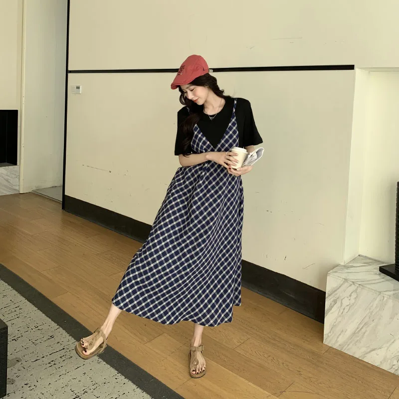 Zomer Jurken Voor 2024 Plus Size Satijn Patchwork Dot Print Dame Vestidos Vakantie Stijl T-shirt Jurk Vrouwelijke Kleding KE 7754