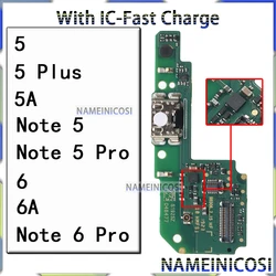 Usb Dock Charger Connector Flex for Xiaomi Redmi Note 6 6A 5 Plus 5A  Pro Charging Board Flex Ports Module