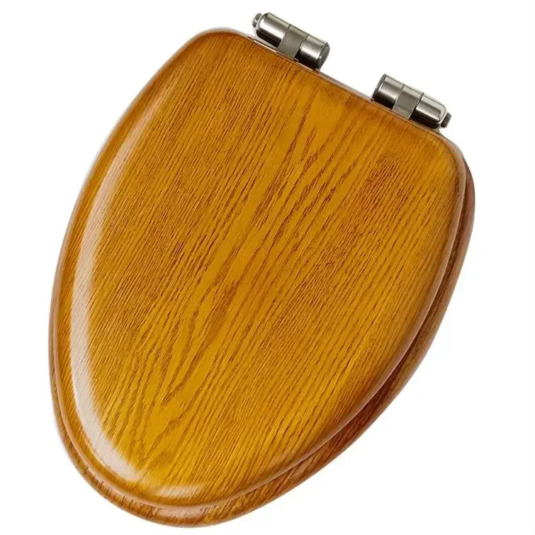 Thickened slow descent silent toilet lid solid wood grain V-shaped toilet  lid board  board home bathroom