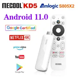 Full HD 4K Android 11 TV Stick Mecool KD5 1 ГБ 8 ГБ Amlogic S805X2 Smart TV Box Двойной Wi-Fi Четырехъядерный Bluetooth Поддержка медиаплеер