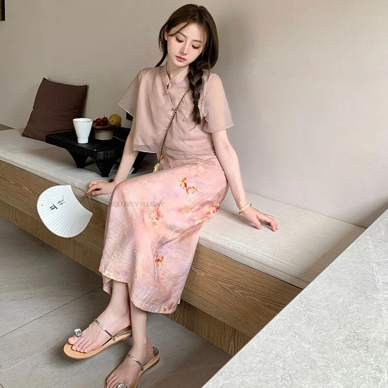 

Chinese Improved Slip Dress Girl Spring Summer New Chinese women's Hanfu Dress Chinese Style Improved Daily Fashion Loose Qipao