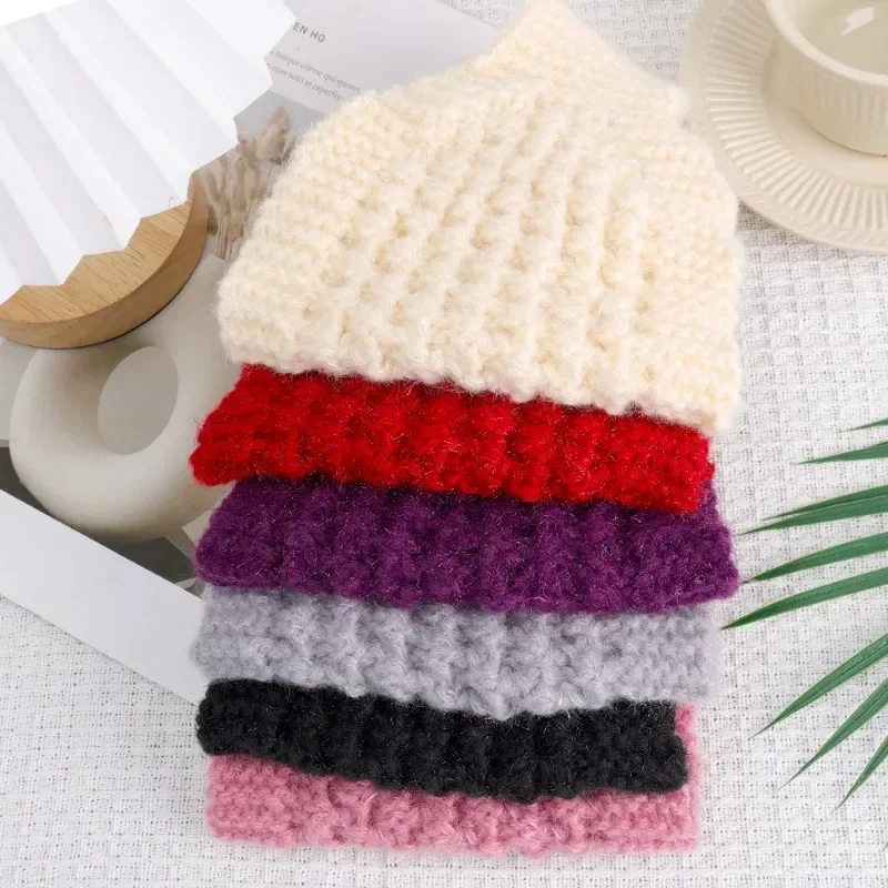 Elastic Knitted Wool Headband Autumn Winter Women Solid Color Windproof Warm Headband Outdoors Sports Headband Hair Accessories