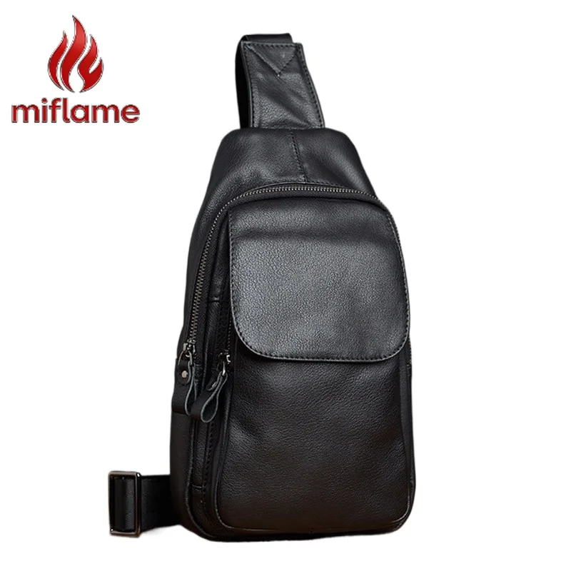 

Men's Luxury Genuine Leather Crossbody Bag Purse Handbag Top Grain Cowhide Handmade Casual Simple Chest Bag for Outdoor Travel