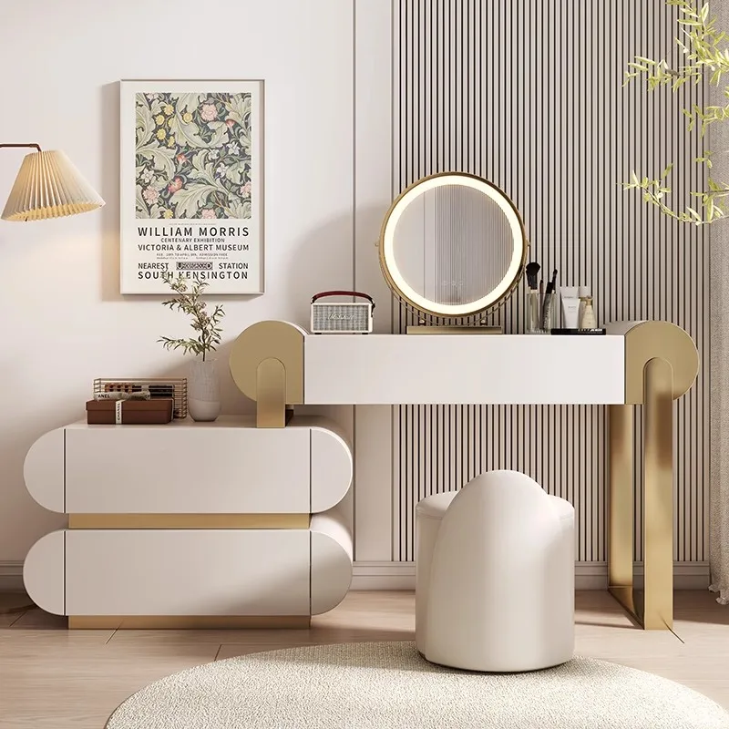 Women Modern Vanity Table Luxury Bedroom Makeup Mirror Chair Drawers Dressing Table Wood Girl Penteadeira Postmodern Furniture - Image 5