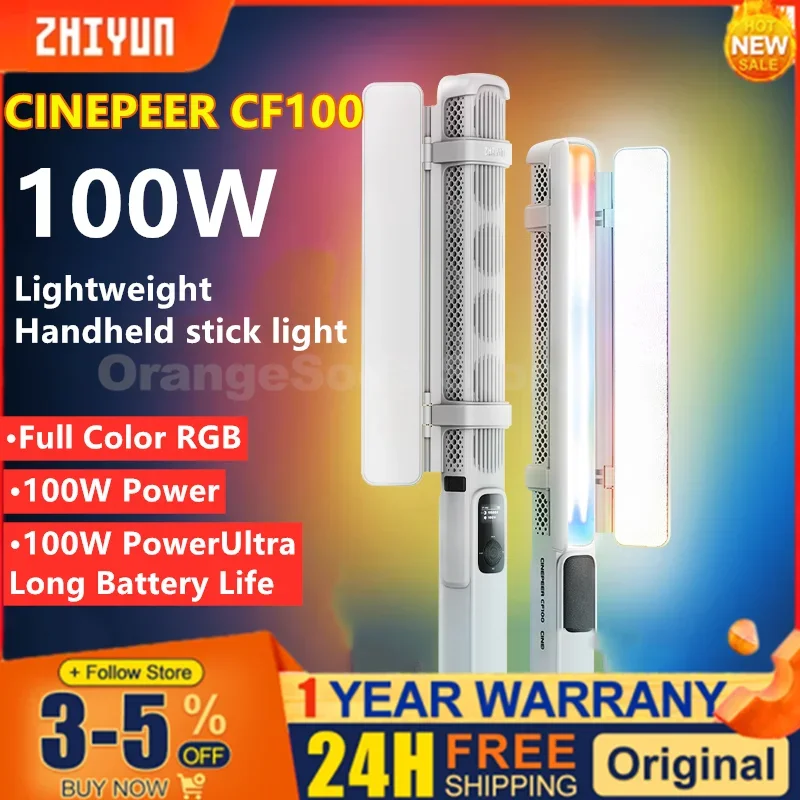 ZHIYUN CINEPEER CF100 Combo 100W Handheld RGB Led Lights Stick Light 2700K-6500K Video Lamp Streaming Photography Lighting