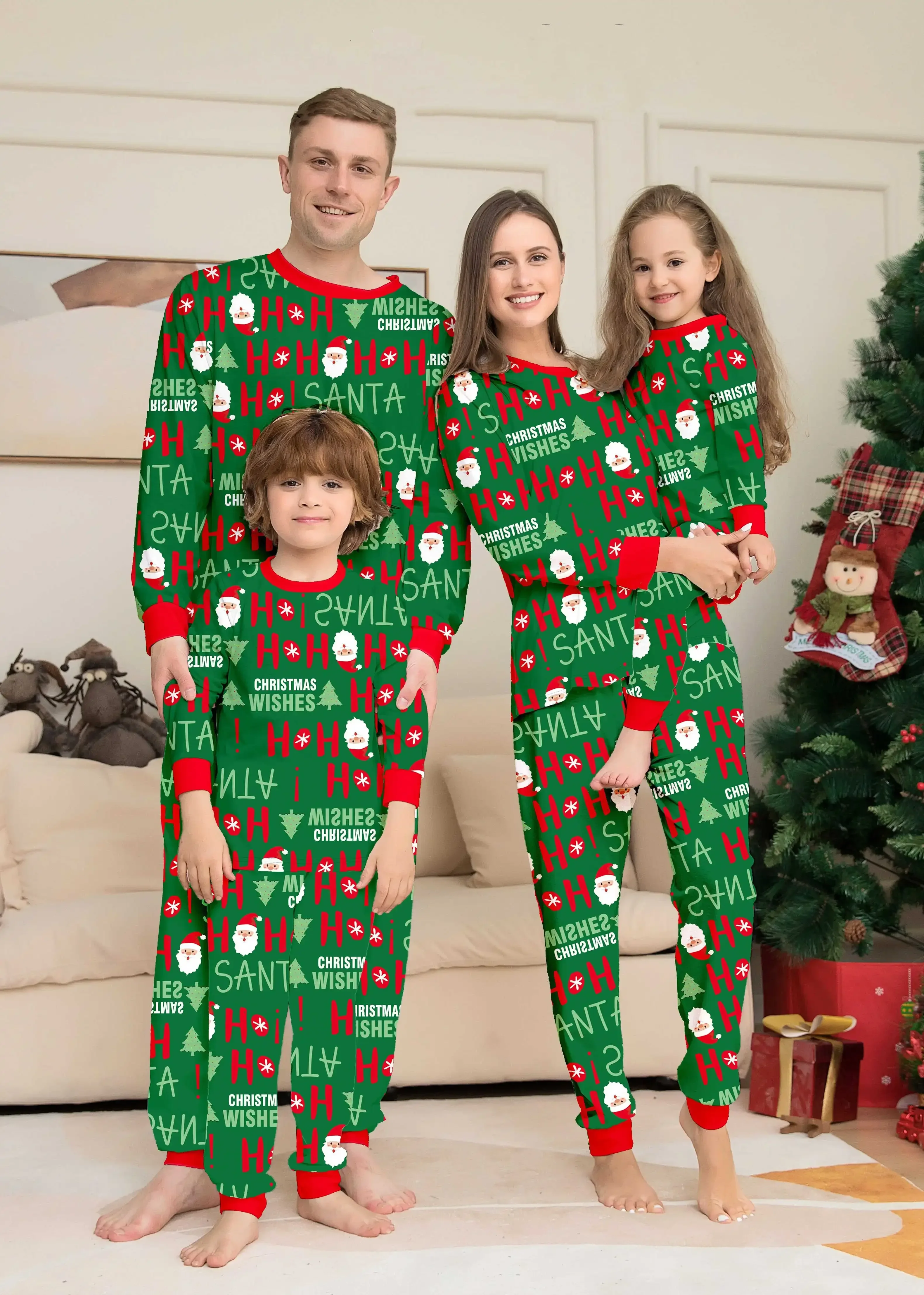 

2025 New Year's Clothes All Letter Print Adults Kids Matching Outfit Christmas Pajamas Set Soft Homewear Xmas Family Look Pyjama