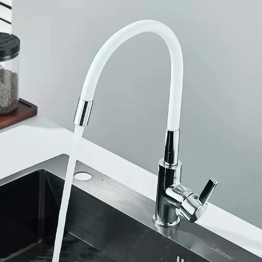 Baokemo Colorful Tube Silicone Kitchen Sink Faucet Hot And Cold Water Mixer Tap 360 Degree Rotating Flexible Hose Tap Deck Mount