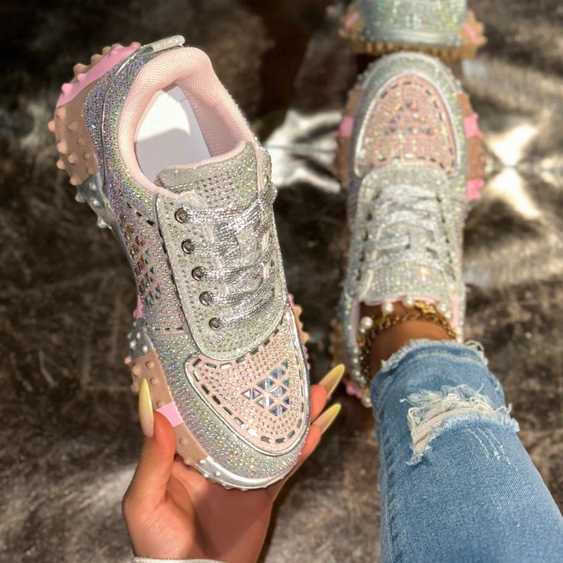 

Thick-soled Round-top Lace-up Multi-color Stylish, Versatile, Comfortable, Anti-slip, Breathable Sports and Casual Women's Shoes