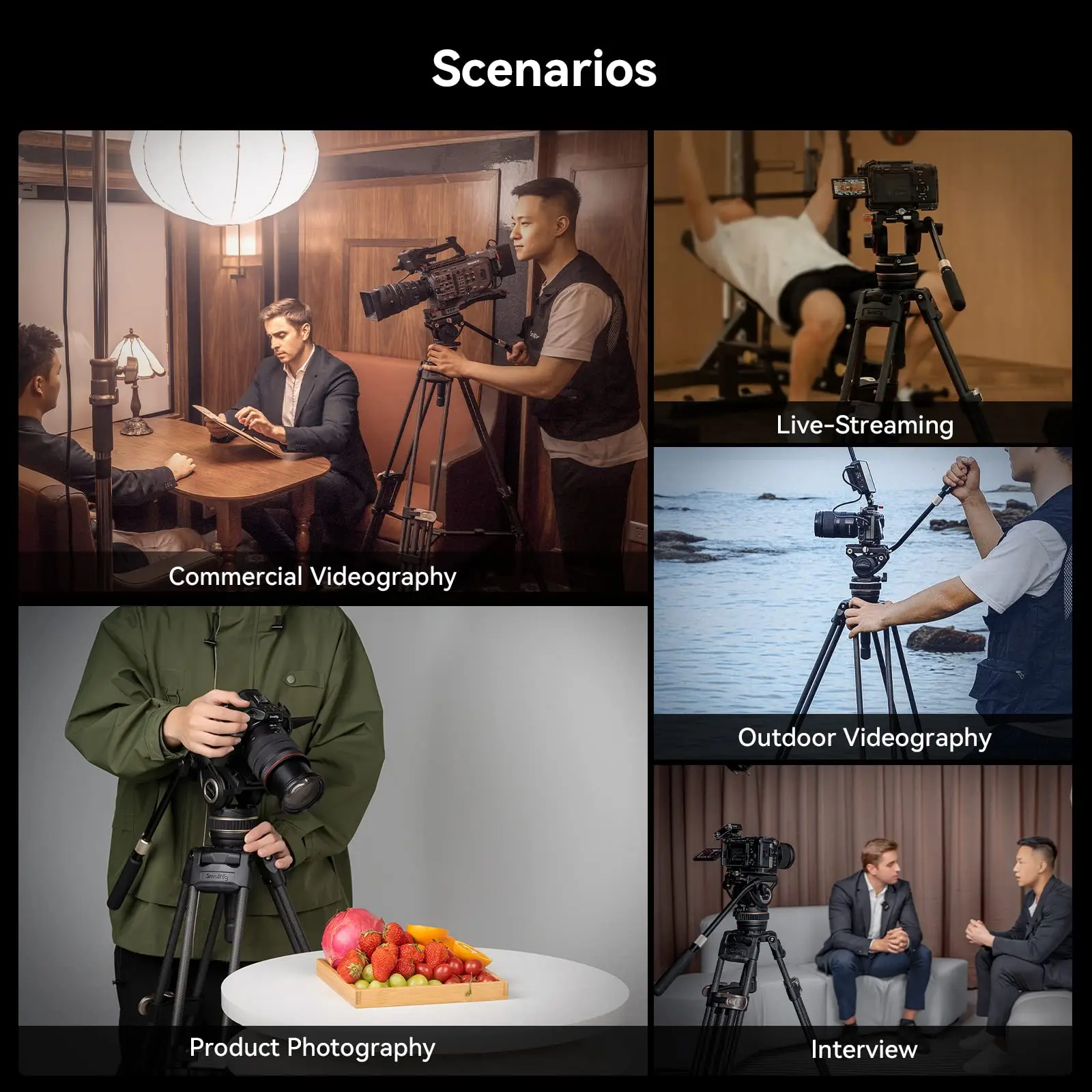 ترايبود صغيرة من ألياف الكربون عالية القوة ، 72 "ترايبود الفيديو مع نظام قفل خطوة واحدة ، ترايبود الكربون مع وعاء 75 مللي متر