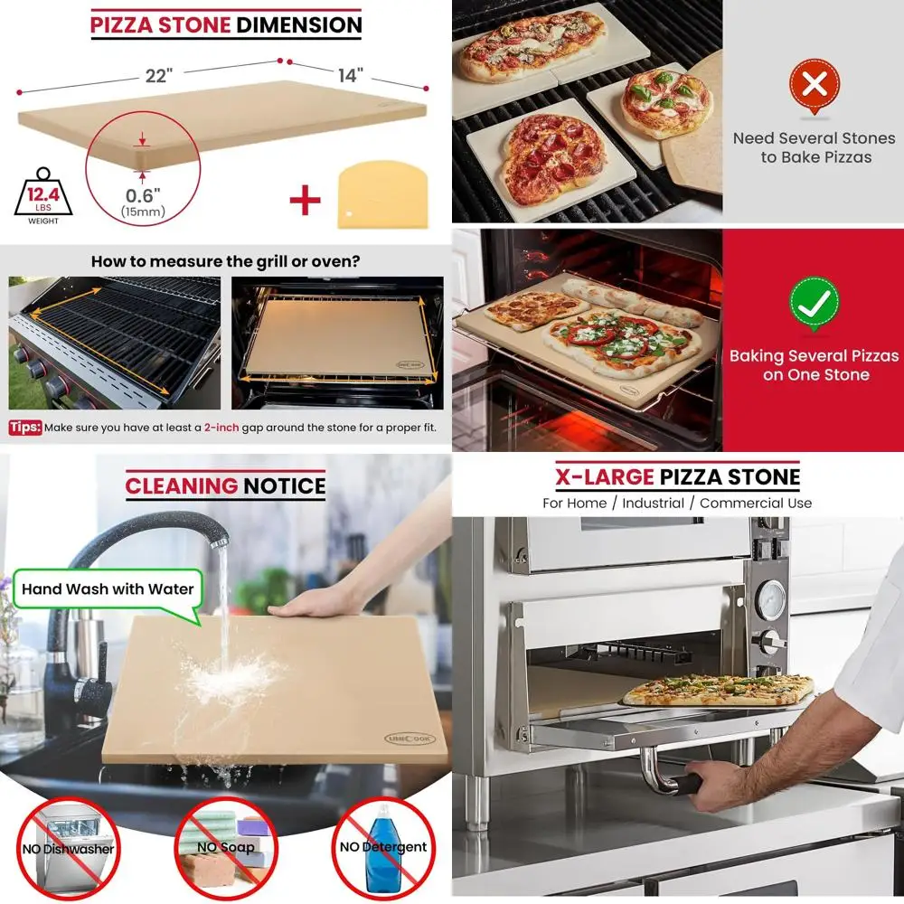 

Камень для пиццы 22 дюйма - подходит для духовки и гриля, устойчив к термическим шокам, идеально подходит для нескольких пиц и хлебов