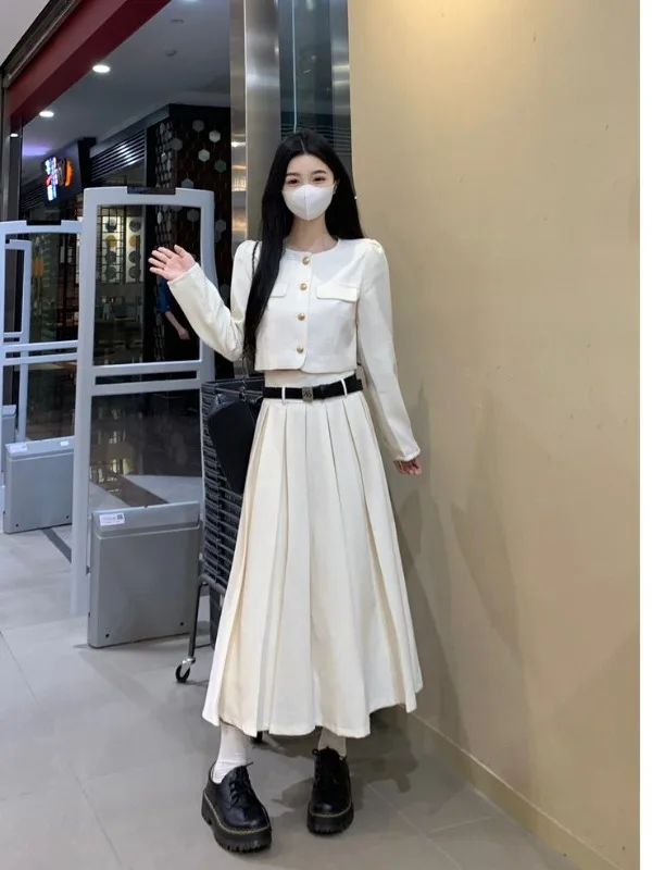 

plus Size Faionable ort Open Cardigan And High Waist Skirt Set Women's Autumn New Sle High Quali Comfortable Korean V...