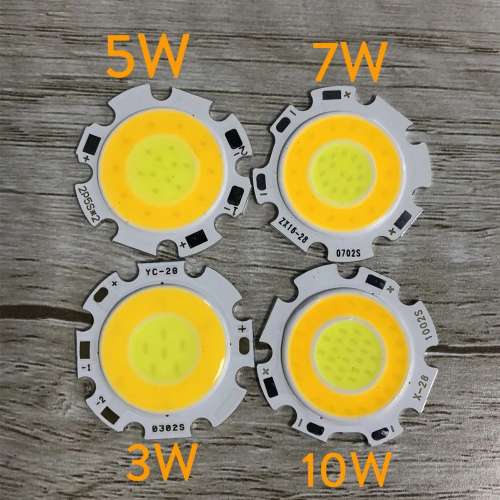 ﻿Aoyuansea 10Pcs/Set Two-tone Warm White + Cold White LED Light Beads Cob Chip Current 3W 5W 7W 10W Round Chips 280mA - 300mA