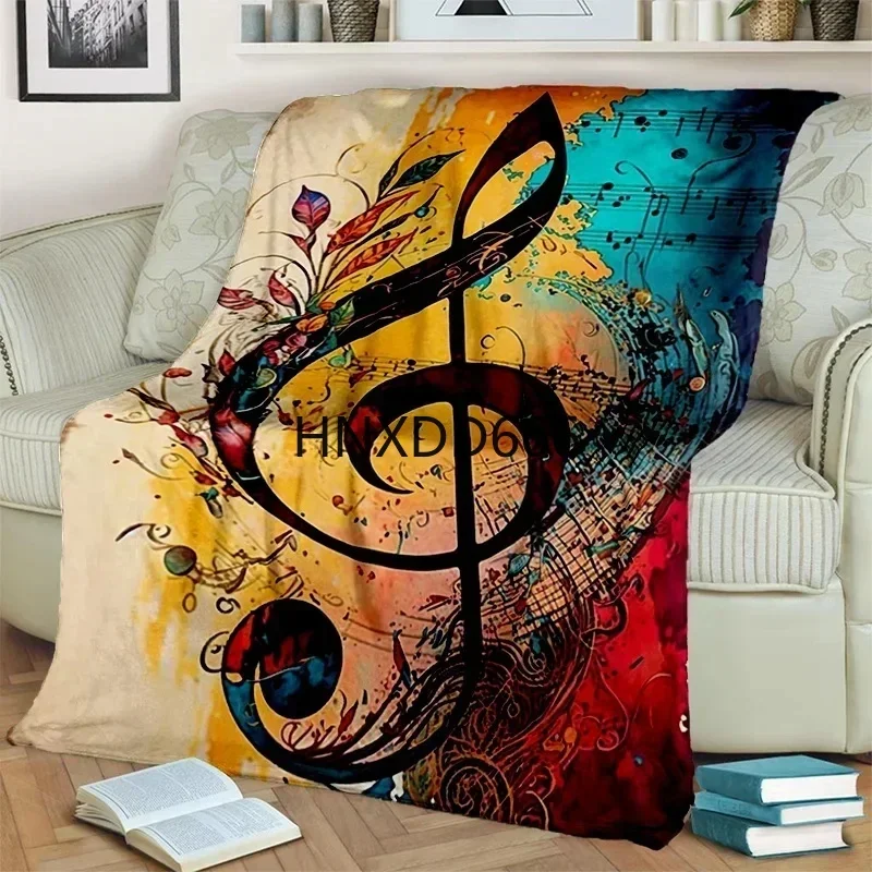 3D Colorful Music Note Soft Throw Blanket for Bedroom, Sofa, Travel, and Office