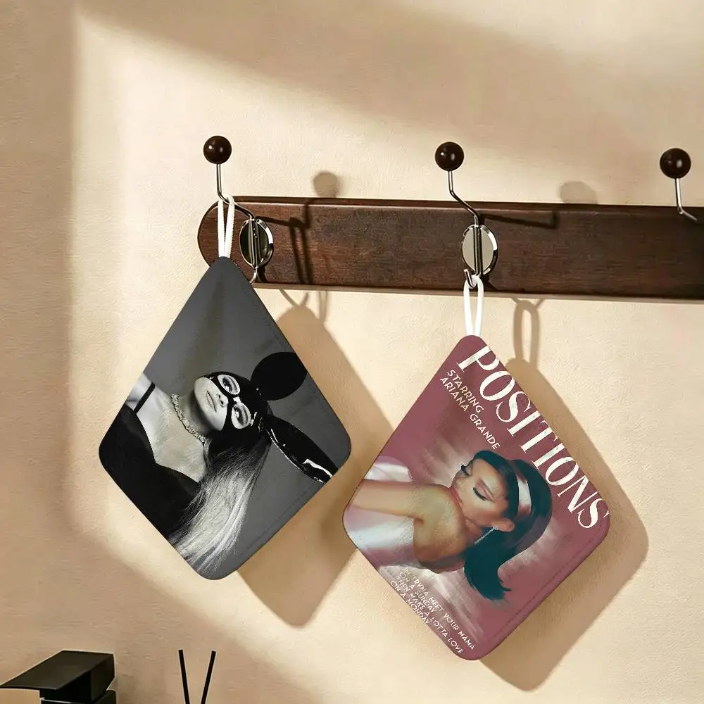 Ariana Singer Grande  Hanging Kitchen Towel, Polyester Cotton Fabric, Absorbent Hand Wiping Towel for Home Dormitory