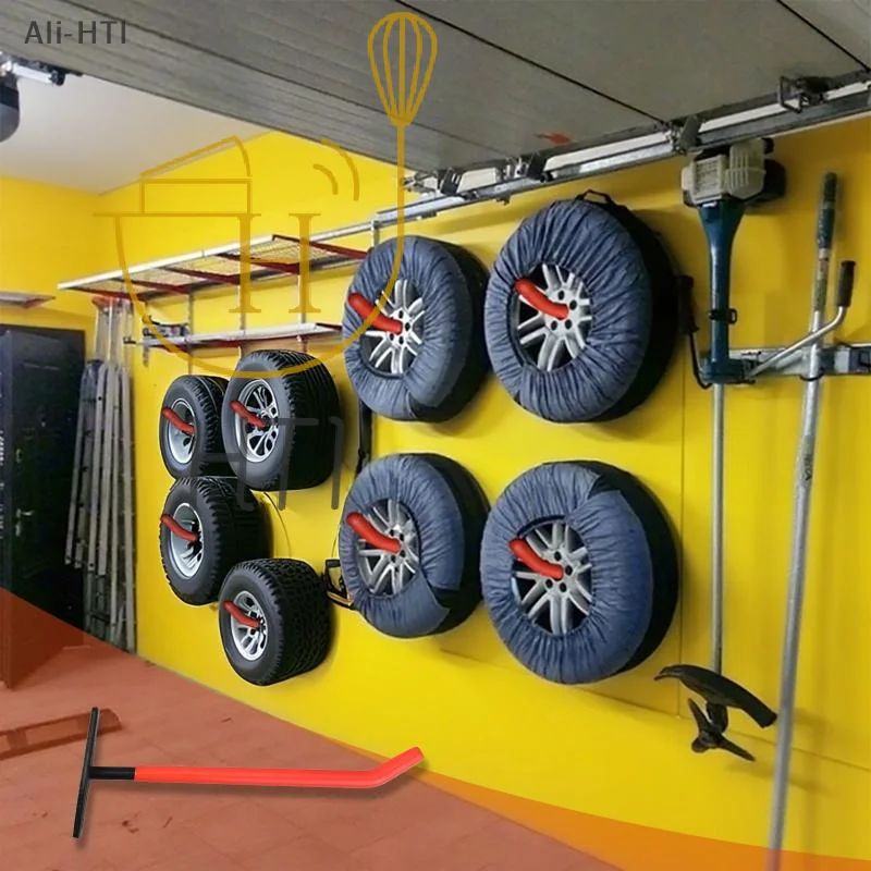 1pc Carbon Steel Wall Mounted For Bikes Ladders Storage Heavy Duty Garage Hooks 20KG Load Anti Slip Coating