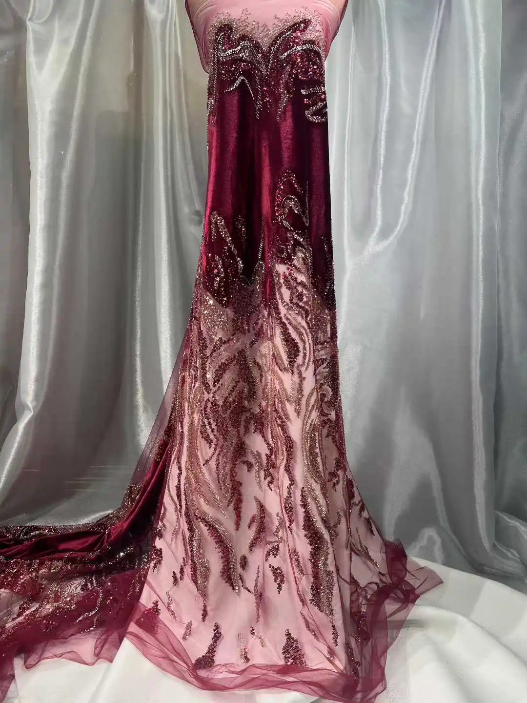 

Africa Nigerian Beaded French Mesh Lace With Sequins High Quality 2025 Embroidery Lace Sequins Lace For Wedding Dresses Women