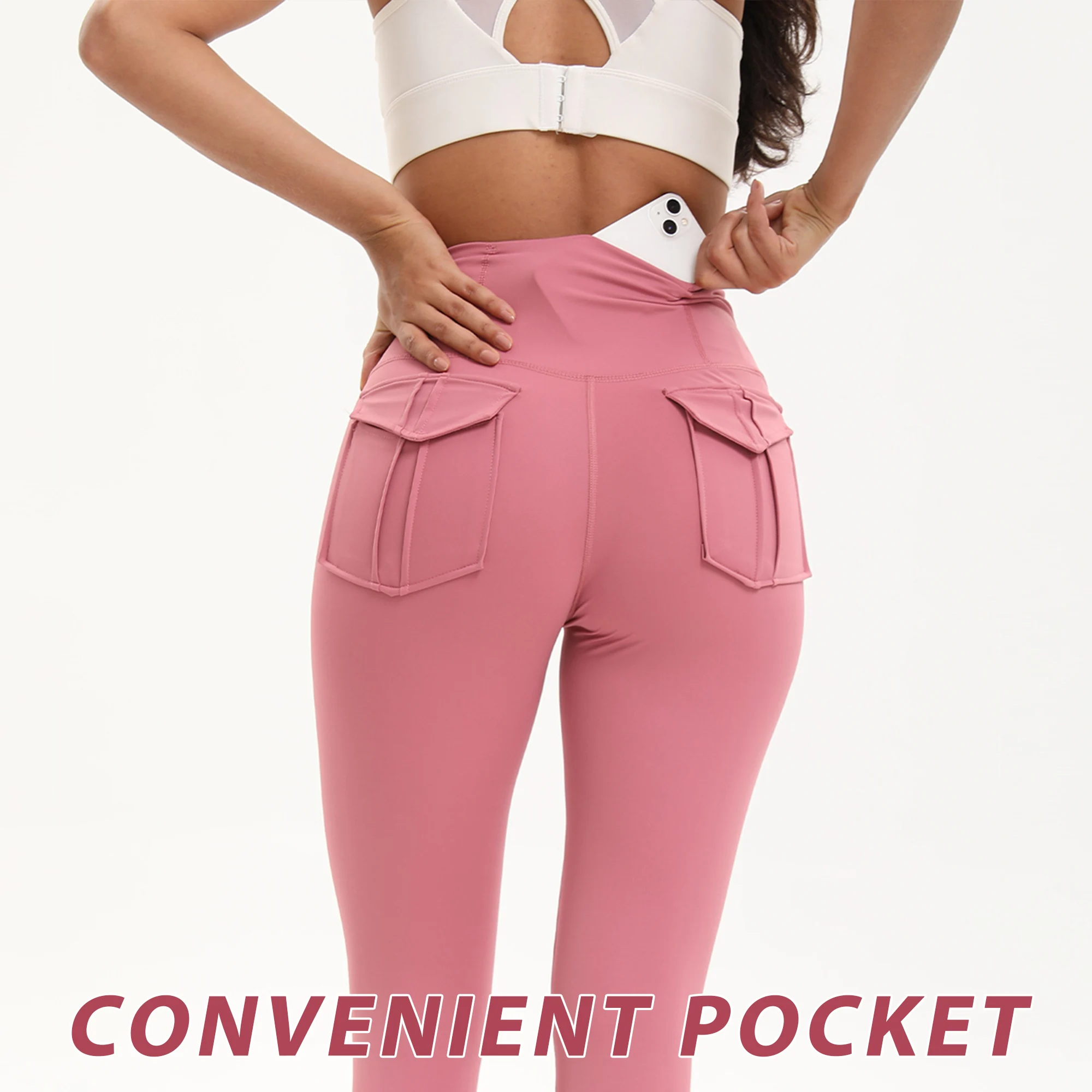 Cargo Wind Fitness Pants Women With Pocket Sports Leggings Stretch High Waist Peach Hip Yoga Pants Long Pants To Wear