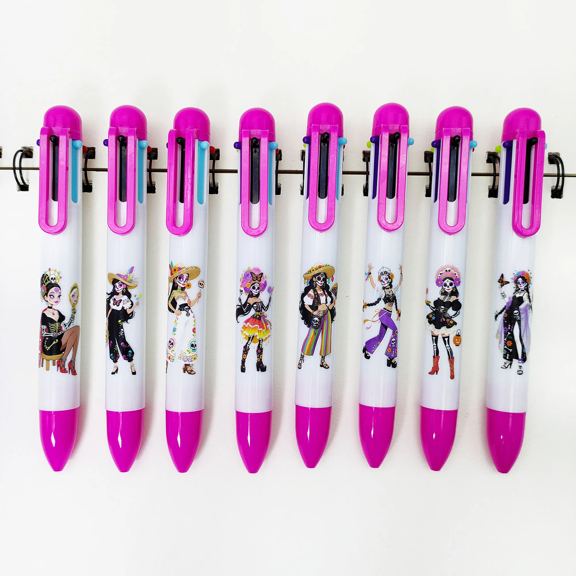 

8 шт./16 шт., разноцветная шариковая ручка «Мексиканский день мертвых», многоцветная ручка для праздничного макияжа, ручка «шесть в одном», стартовая ручка.