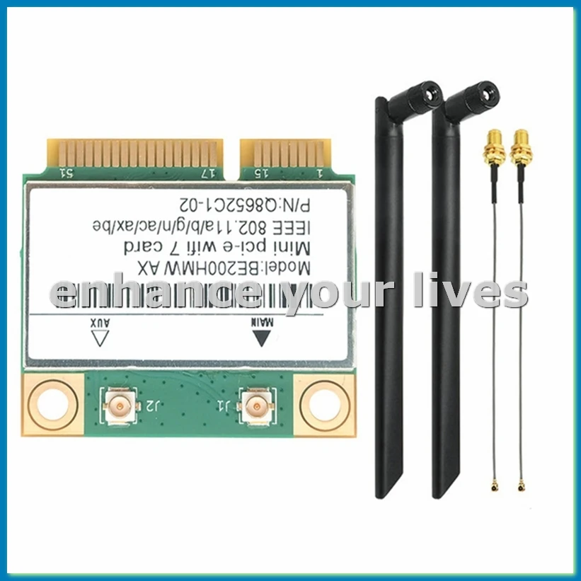 

WiFi 7 PCI-E WiFi Card BE200 BE200HMW 8774 Мбит/с 2,4G/5G/6Ghz для Bluetooth 5,4 802.11BE Сетевой адаптер Внешняя антенна-A23U