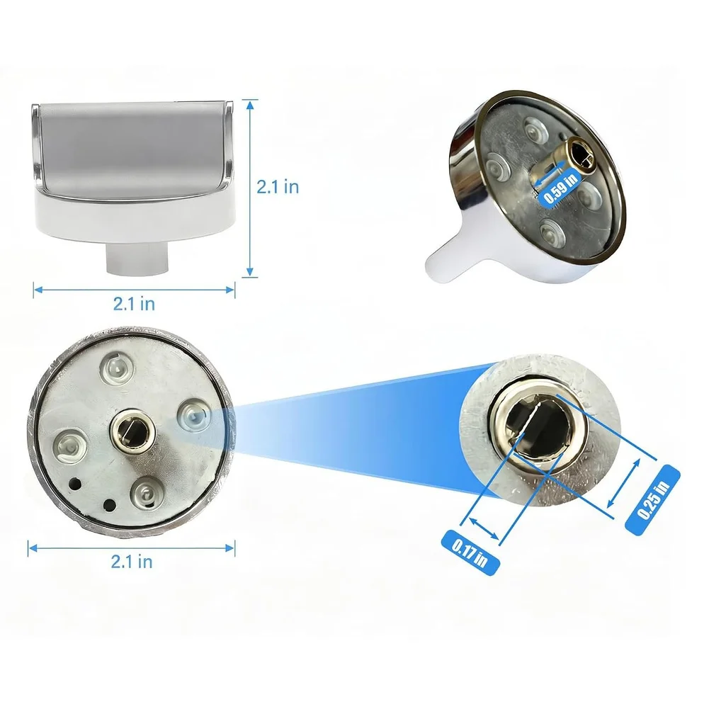 Stainless Steel Gas For Range Knob W10594481 with Reinforced Manganese Spring for High Heat Resistance and Durability