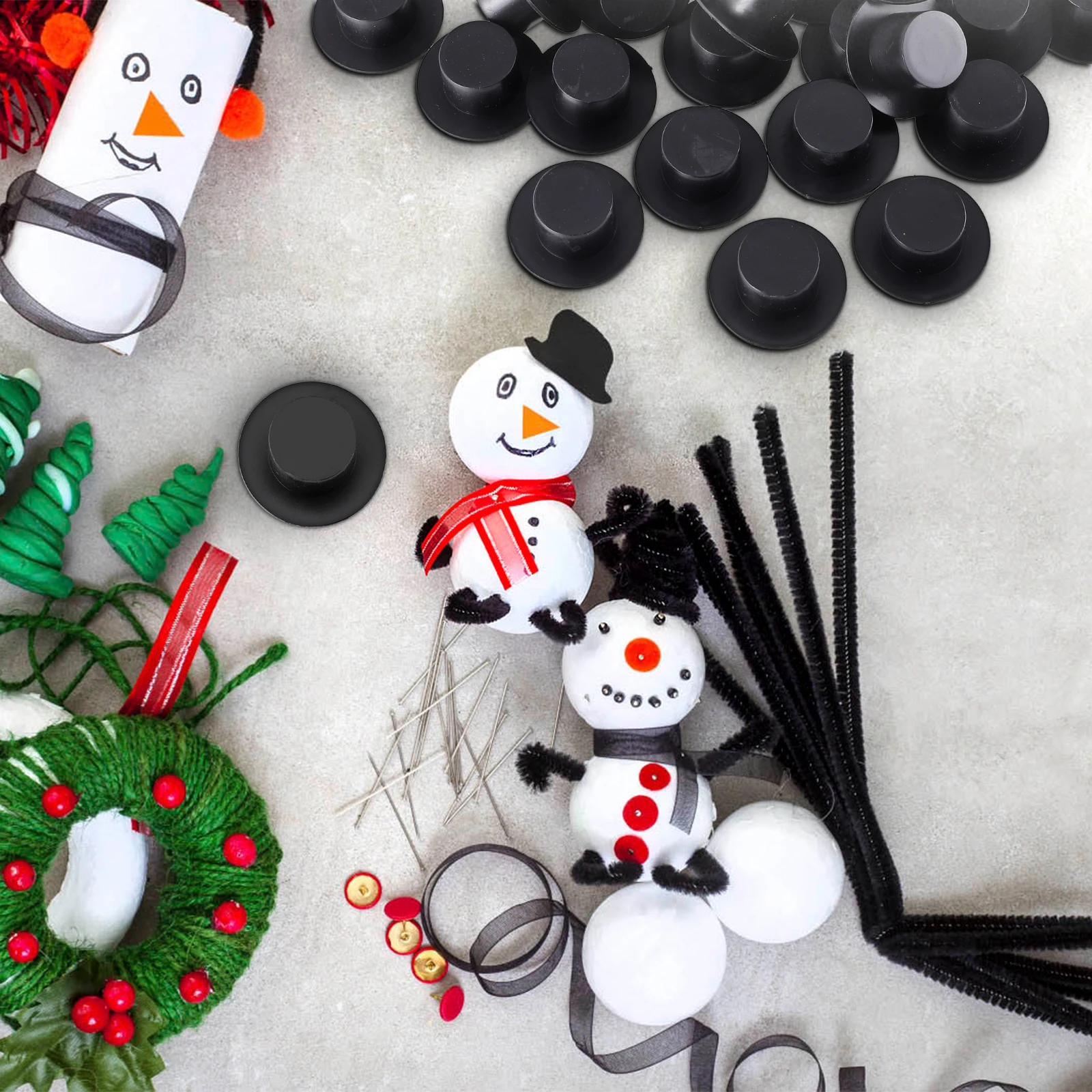 

50pcs Mini Hat Decor Plastic Mini Hats For Diy Craft Party Supplies Christmas Decoration Safety Hats For Art Models