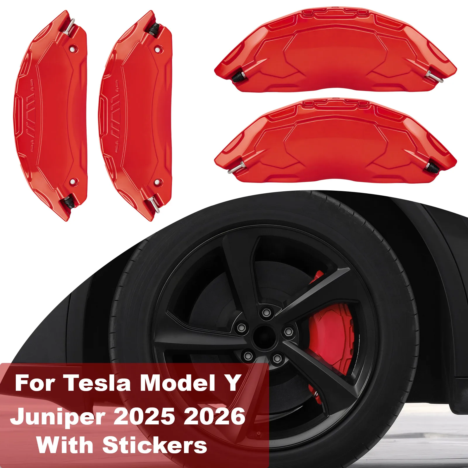 Cubiertas de Caliper de Freno de Aluminio de 19/20 Pulgadas para Tesla Model Y Juniper 2025-2026, 4 Piezas con Adhesivos, Producción CN/EE. UU. o Berlín