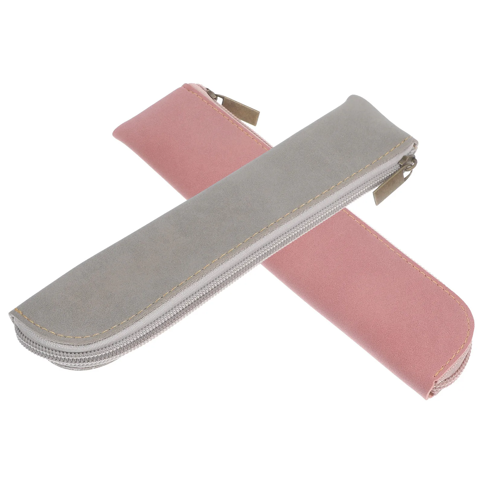 

2Pcs Portable PU Pencil Case Pencil Bag Slim Cute Pen Pouch Multifunctional Organizer for Students Pen Cases Pencils Box