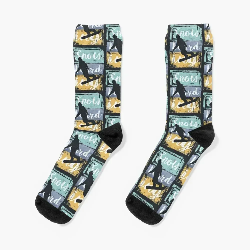 

Snowboarding Tee - Vintage Retro Snowboarder Socks hockey christmass gift Boy Socks Women's