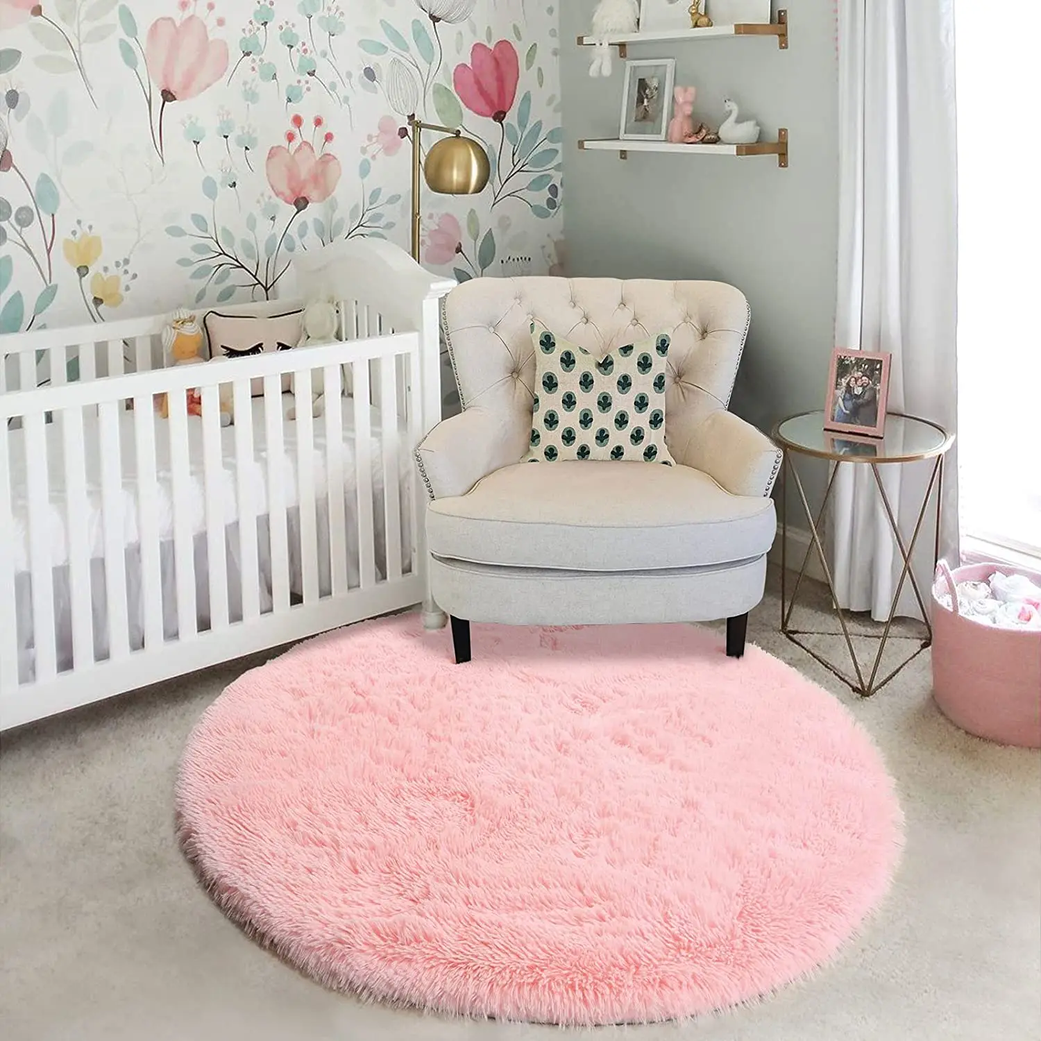 LOCHAS Fluffy Round carpet Large size Rug decoration carpets for living room rugs for Bedroom Pet baby Kids mats to play