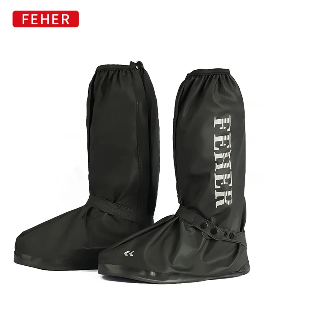 FEHER 2024 New High-tube Motorcycle Rain Boot Cover Motocross Waterproof Wear-resistant Reflective Motorbike Rain Shoe Covers