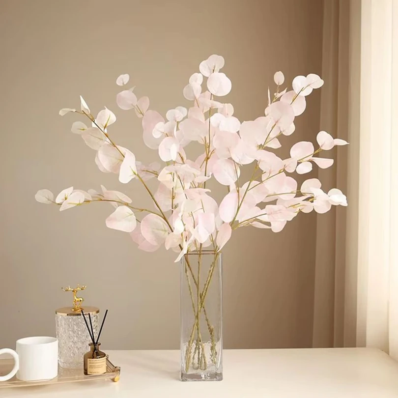 Plantes Artificielles Longues Branches Feuilles d'Eucalyptus Feuilles de Monnaie Décoration Murale Accessoire de Mariage Décoration Maison Vases Table DIY Cadeaux Décoratifs